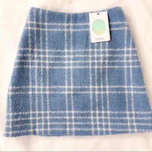 NWT Monki blue plaid miniskirt